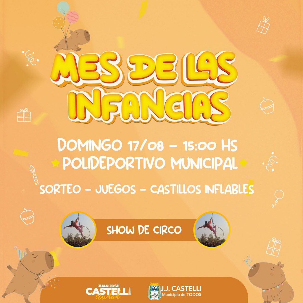 Este domingo 17 festejos en el polideportivo por el mes de las infancias