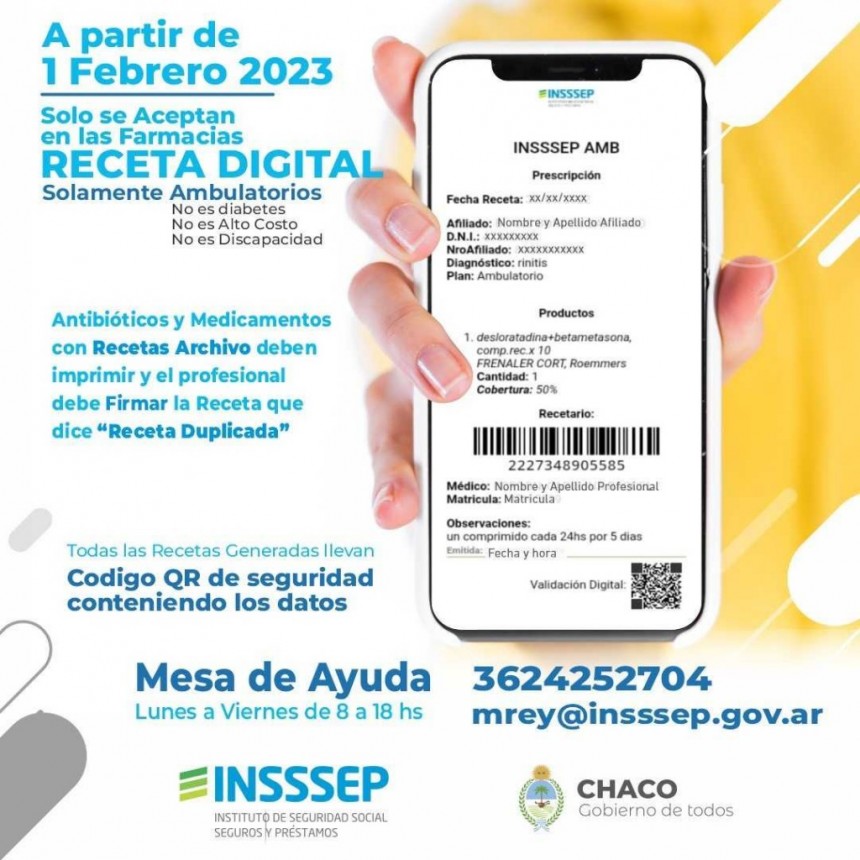 Desde el primero de febrero, las farmacias s&oacute;lo recibir&aacute;n receta digital para medicamentos ambulatorios