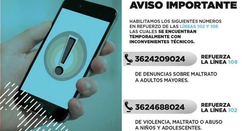 El Gobierno provincial refuerza la atenci&oacute;n de L&iacute;neas de Emergencias de ni&ntilde;os y adultos mayores