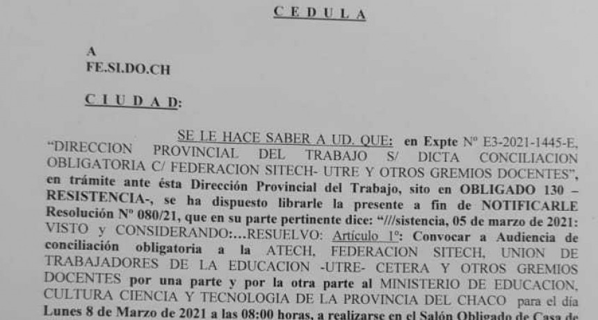 Mesa salarial: el Gobierno provincial convoc&oacute; a sindicatos docentes para el lunes 8 de marzo