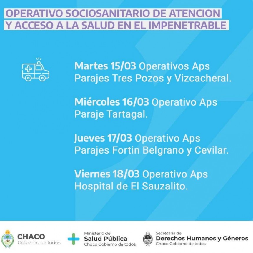 Operativos sociosanitarios de atenci&oacute;n y acceso a la salud en El Impenetrable