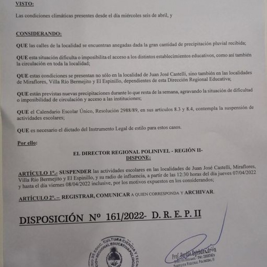 Suspenden las actividades en Escuelas a casusa de las condiciones clim&aacute;ticas.