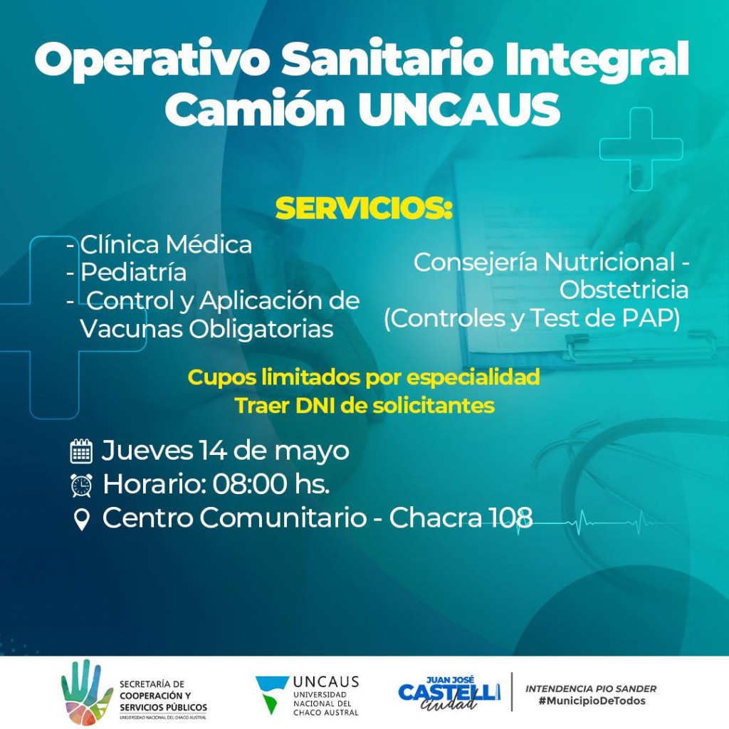 Operativo Sanitario Integral del Cami&oacute;n UNCAUS en Castelli