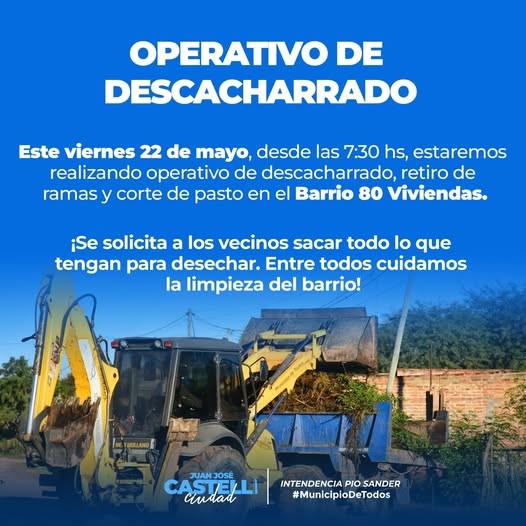 Operativo de descacharrado en el Barrio 80 Viviendas