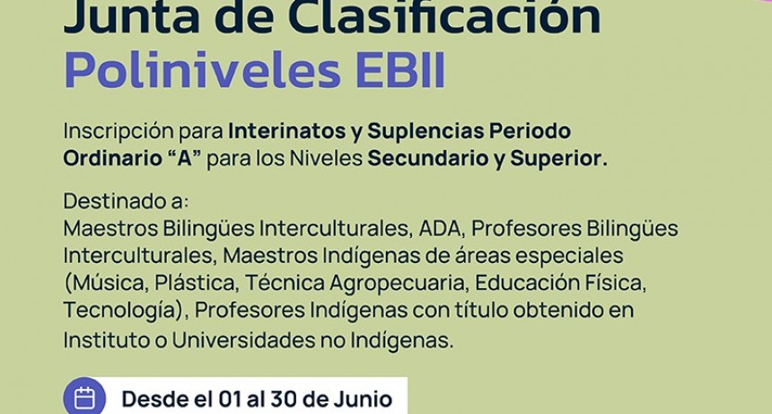 Niveles Secundario y Superior: abren inscripción a interinatos y suplencias para docentes de Pueblos Originarios