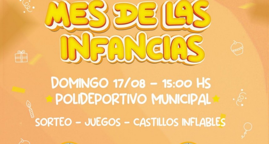 Este domingo 17 festejos en el polideportivo por el mes de las infancias