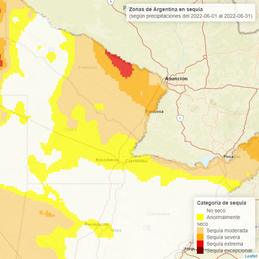 Informe del Servicio Meteorol&oacute;gico Nacional: sequ&iacute;a moderada en gran parte del territorio chaque&ntilde;o