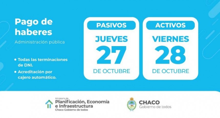 El gobierno dio a conocer las fechas de pago del refrigerio y de los haberes de octubre para la administraci&oacute;n p&uacute;blica