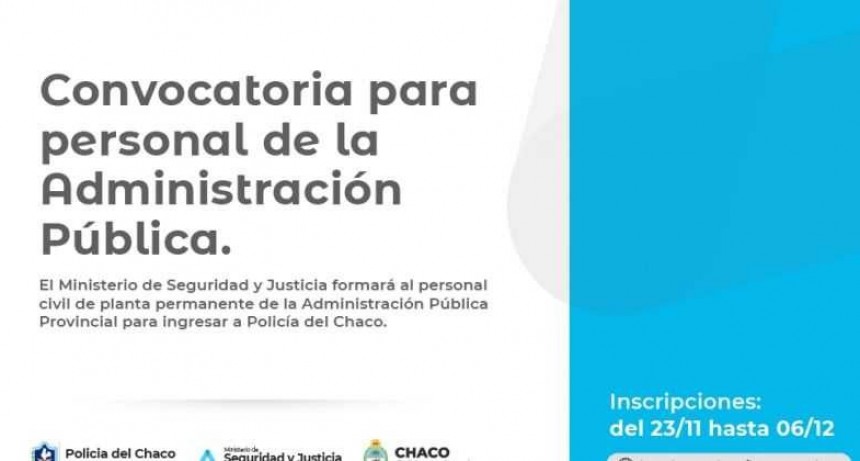 Abre este lunes una convocatoria para ingresar a la Polic&iacute;a del Chaco