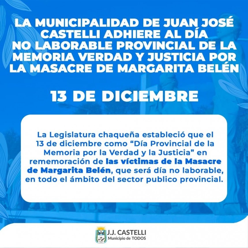 Castelli adhiere D&iacute;a Provincial de la Memoria por la Verdad y la Justicia