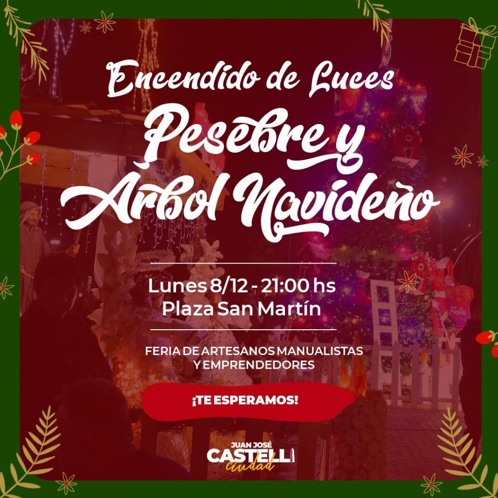 Este lunes 8 de diciembre, a las 21:00 hs, te invitamos a vivir una noche llena de magia y espíritu navideño en la Plaza San Martín.